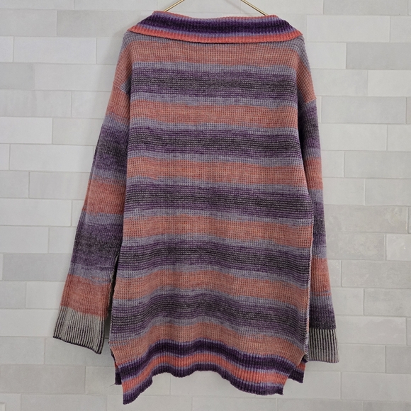 Anthropologie Daily Practice Franconia Half Zip Knit Tunic Sweater Pink Purple S - Picture 5 of 6